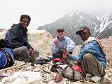 19 Guide Iqbal, Jerome Ryan, Sirdar Ali Naqi Having Lunch At Gasherbrum Base Camp
